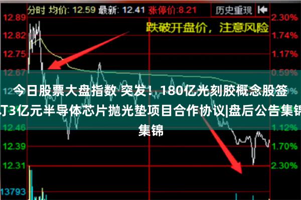 今日股票大盘指数 突发！180亿光刻胶概念股签订3亿元半导体芯片抛光垫项目合作协议|盘后公告集锦