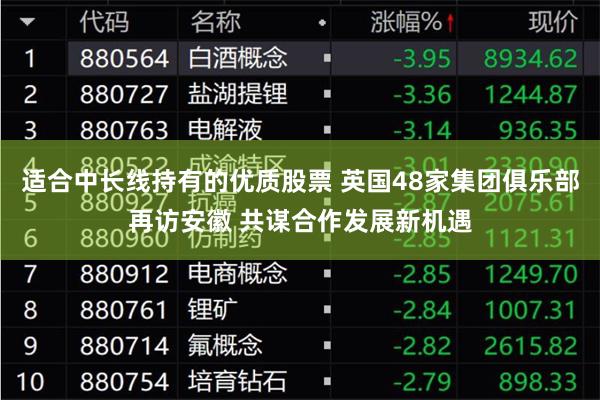 适合中长线持有的优质股票 英国48家集团俱乐部再访安徽 共谋合作发展新机遇